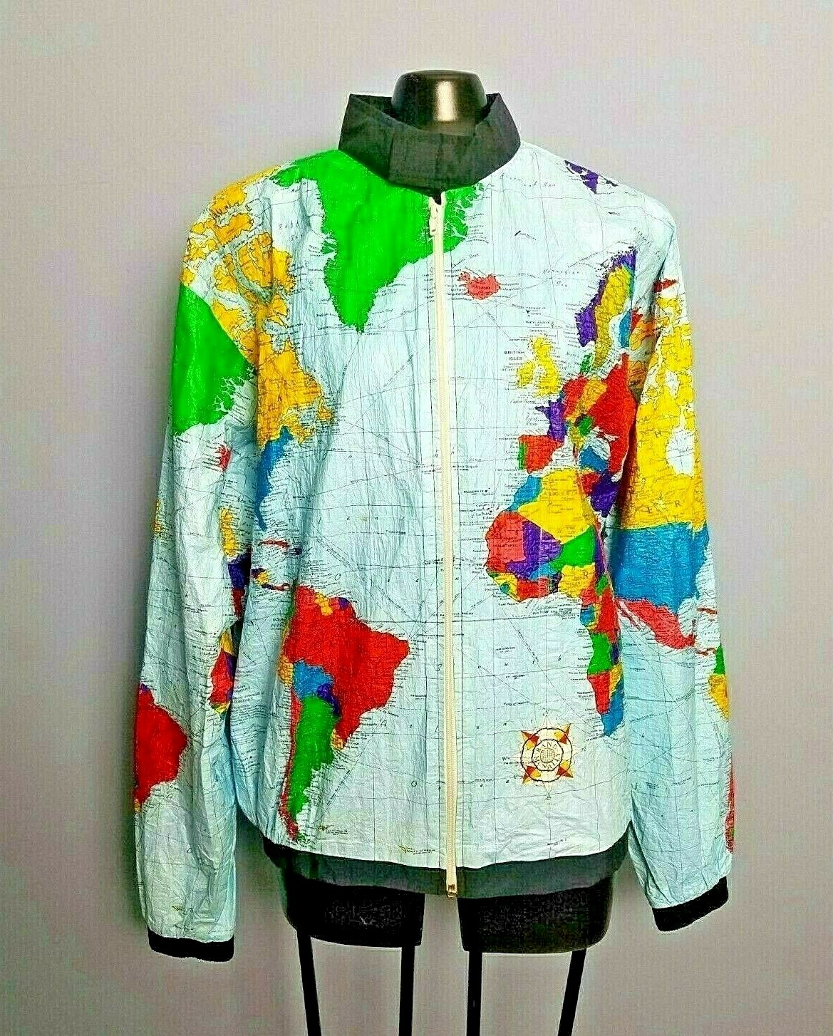 Vintage Tyvek Wearin the World Map Jacket Windbreaker Unisex