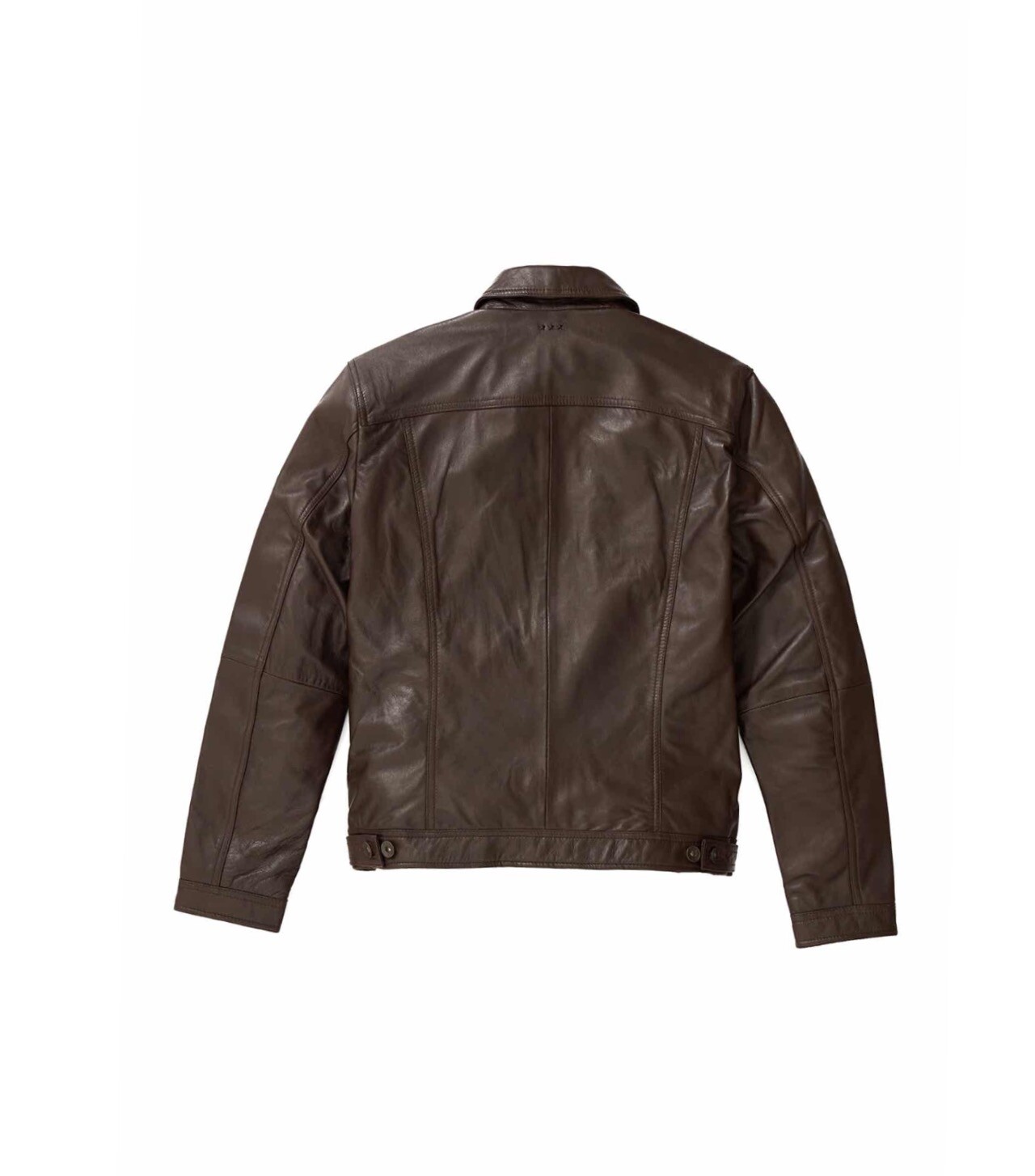 Pre-owned John Varvatos Star Usa Men's Leather Trucker Jacket Msrp $698 In Brown