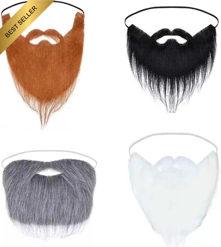 4 Pcs Fake Beards False Beards Funny Fake Mustache Fake Whisker for Halloween Co