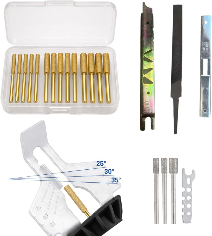 20PCS Diamond Chainsaw Sharpener Kit,Chainsaw Sharpener Bits Kit, Titanium Coate