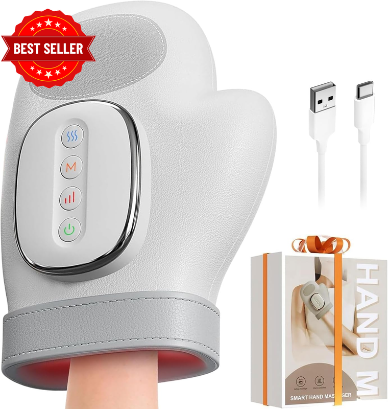 Smart Hand Massager with Heat Compression Relief, 3 Modes 3 Heats 5 Intensities,