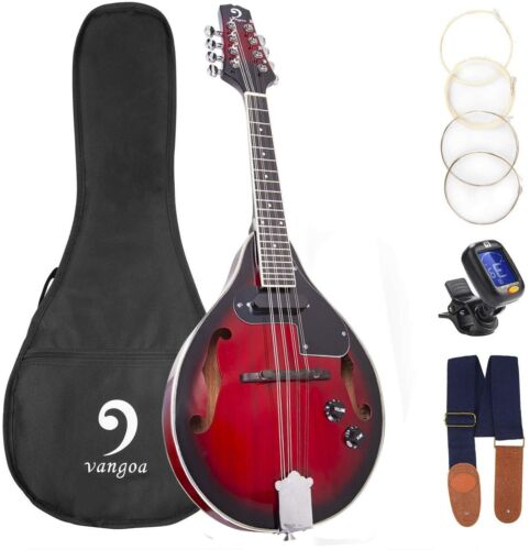 Vangoa A Style 8-String Acoustic Electric Mandolin Red Sunburst  Mandolin w/Bag