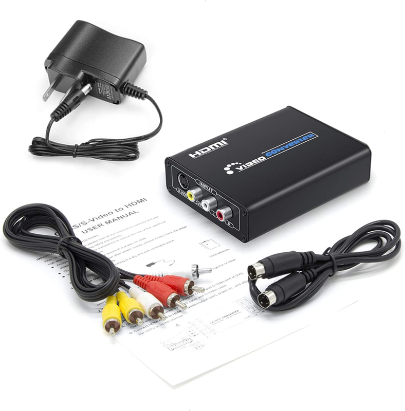 SUNNATCH RCA Svideo to HDMI Converter with RCA + S-Video Cables, RCA Composite C