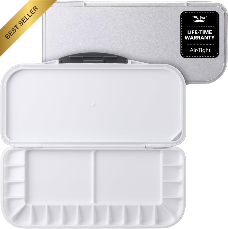 Airtight 18-Well Watercolor Palette with 2 Mixing Areas and Lid - Folding Paint