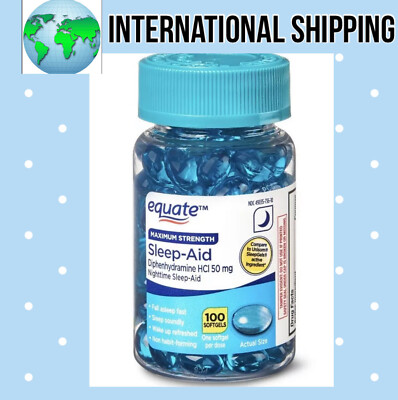 SLEEP AID SOFTGELS 100ct MAXIMUM STRENGTH Equate compare to UNISOM 50mg