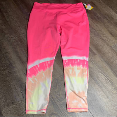Cabana Crown Ivy Leggings Womens Size XXL Pink Tie Dye Printed Ankle Pull On