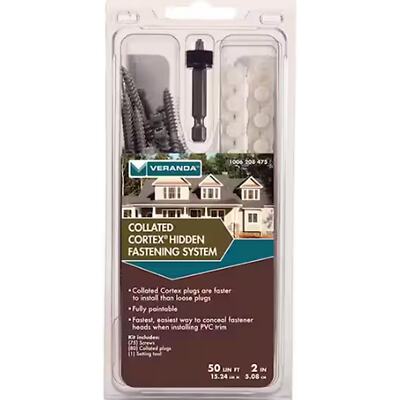 Cortex Hidden Fastening System, Veranda Trim   2'' screws & plugs  Smooth (50 LF)