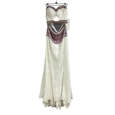 NEW RACHELL ALLAN 7150RA Strapless Long Prom 2PCS Dress White Lace Size 8 