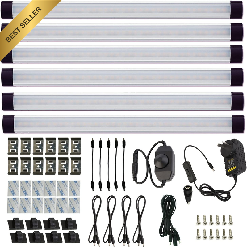 6 Panel Dimmable LED Under Cabinet Light Bar Linkable Kit Cold White
