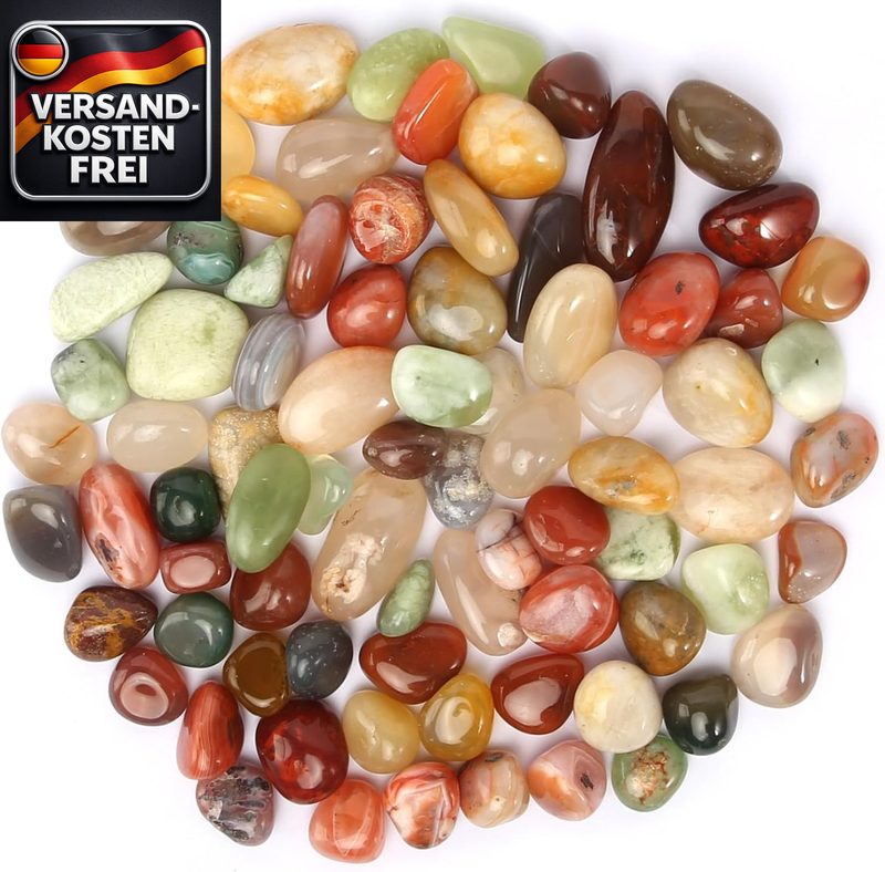 Edelstein Set 500g bunte Trommelsteine 15-20mm für Schatzsuche Dekoration