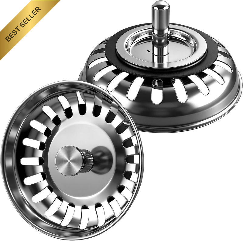 2 Pack Sink Strainer Plug 304 Stainless Steel Kitchen Sink Waste Plug for Modern