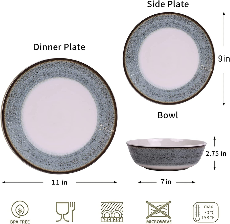 Melamine Dinnerware Sets, Plates and Bowls Sets, Dishes Set for 4, Dishwasher Sa