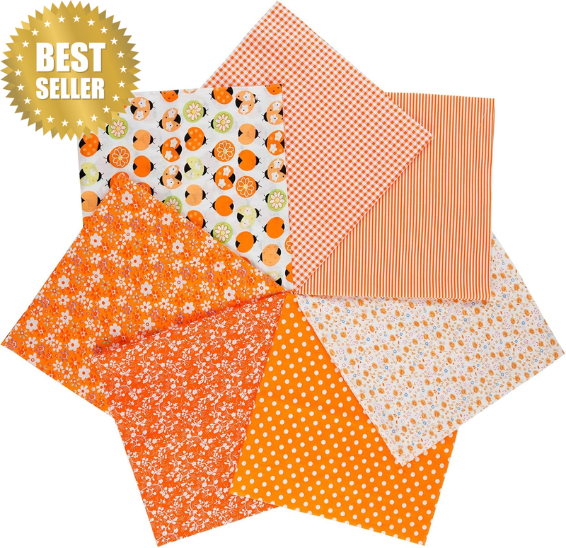 7PCS Cotton Fabric Squares 25 X 25 Cm, Precut Quilting Fabric Bundle for Patchwo