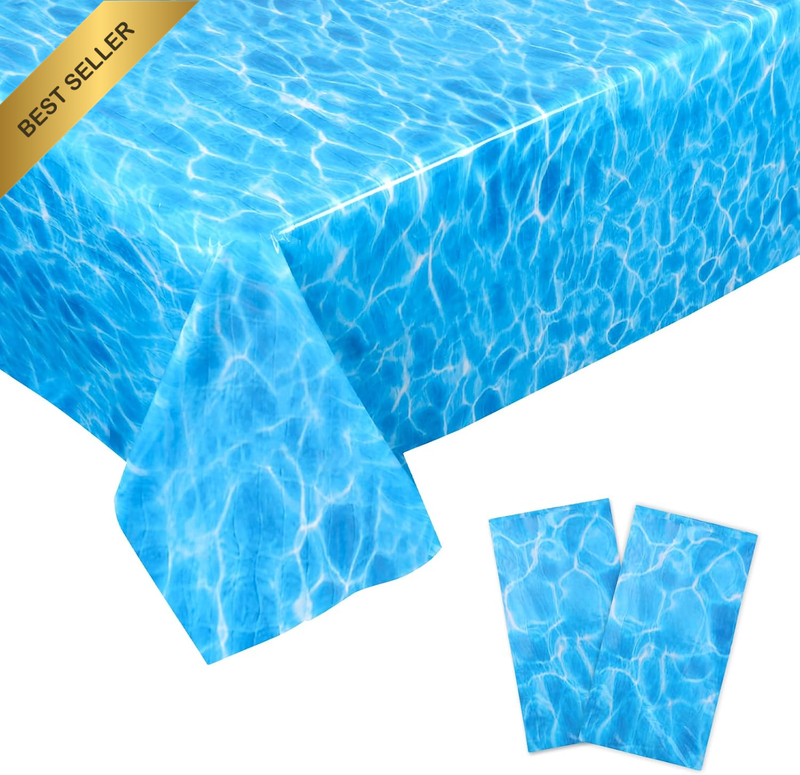 2Pcs Single-Used Ocean Wave Tablecloth, 54X108In Plastic Underwater Print Table