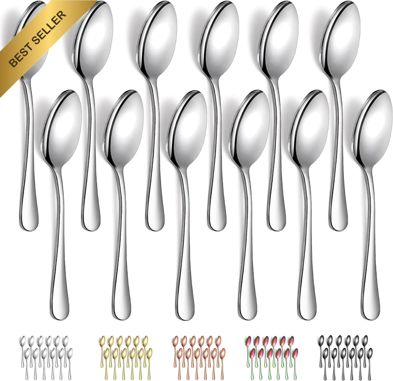 12-Piece Modern Stainless Steel Dinner Spoons, 18.5Cm, Dishwasher Safe