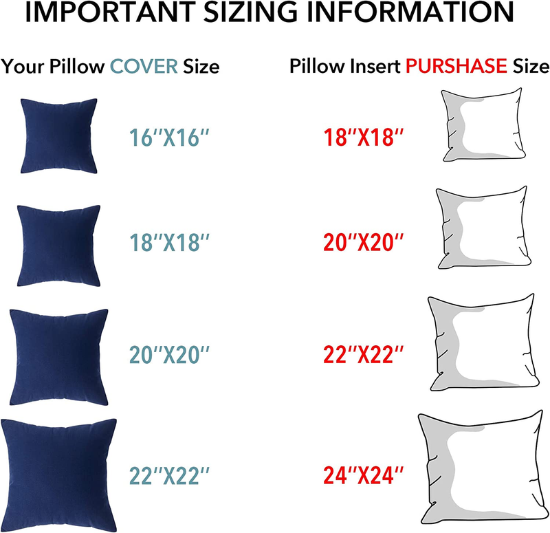 20 X 20 Pillow Inserts (Set of 2) - Throw Pillow Inserts with 100% Cotton Cover