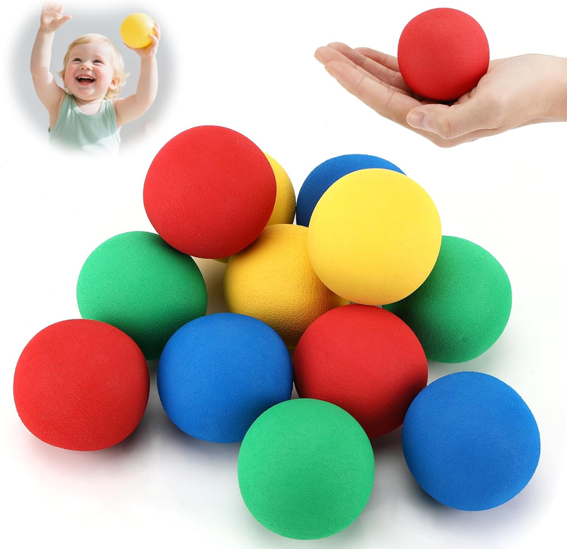 12 Stück Softbälle Kinder, 6 Cm Durchmesser, Schaumstoffball Aus Eva Material, Schaumstoffbälle, Schaumstoff Ball Für Indoor Spiele Und Familienaktivitäten Für Jungen Und Mädchen