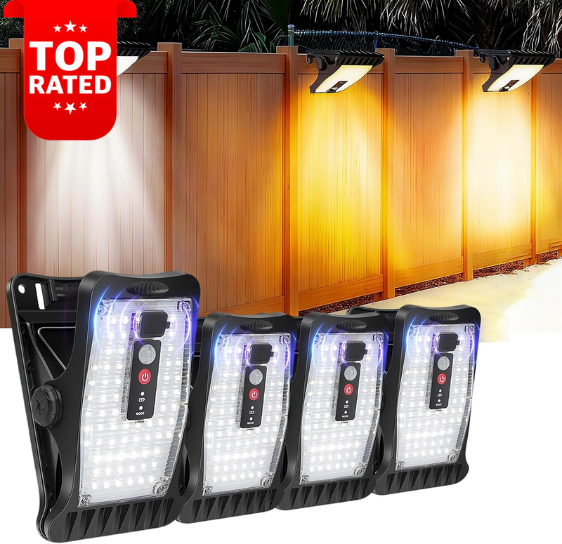 Solar Motion Sensor Lights 70 LEDs Waterproof Outdoor 4 Pack Adjustable Colors