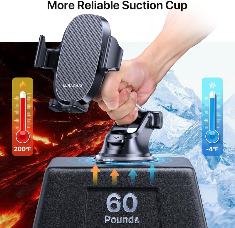 3-in-1 Cell Phone Holder for Car, Universal Car Phone Holder Mount for Car Dashb