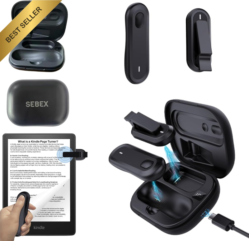 RF Kindle Page Turner Remote Clicker Ereader Tablet w/ Wrist Strap Case