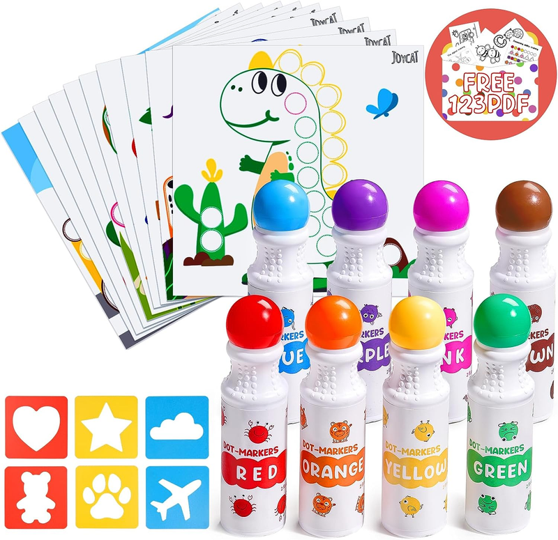 For Kids,8 Colors 2 Fl.oz Non Toxic Dot Paint Markers With