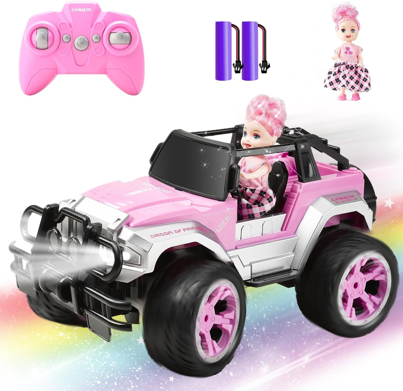 Remote Control Car for Girls, 160 Mins Pink RC Car with Doll