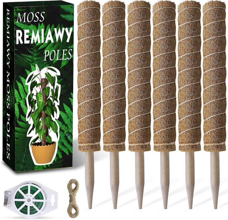Moss Pole 68 Inch, 6 Pack Plant Moss Pole for Plants Monstera, 15.6 Inch Coir To