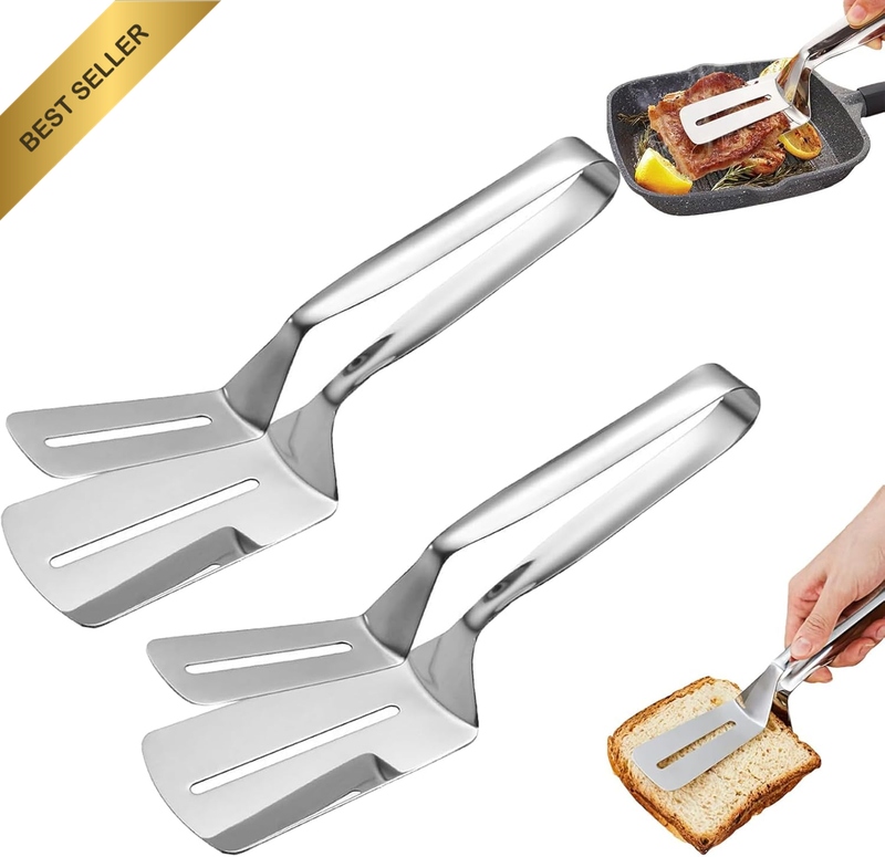 Stainless Steel Tongs, 2-Piece 23Cm Food Tongs, Non-Stick & Easy to Clean, Comfo