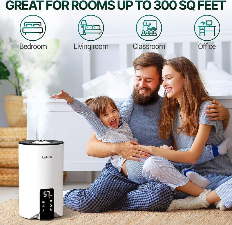 Smart Control Humidifiers for Bedroom - Dual Mist (Cool & Warm) ! Humidifier 4L