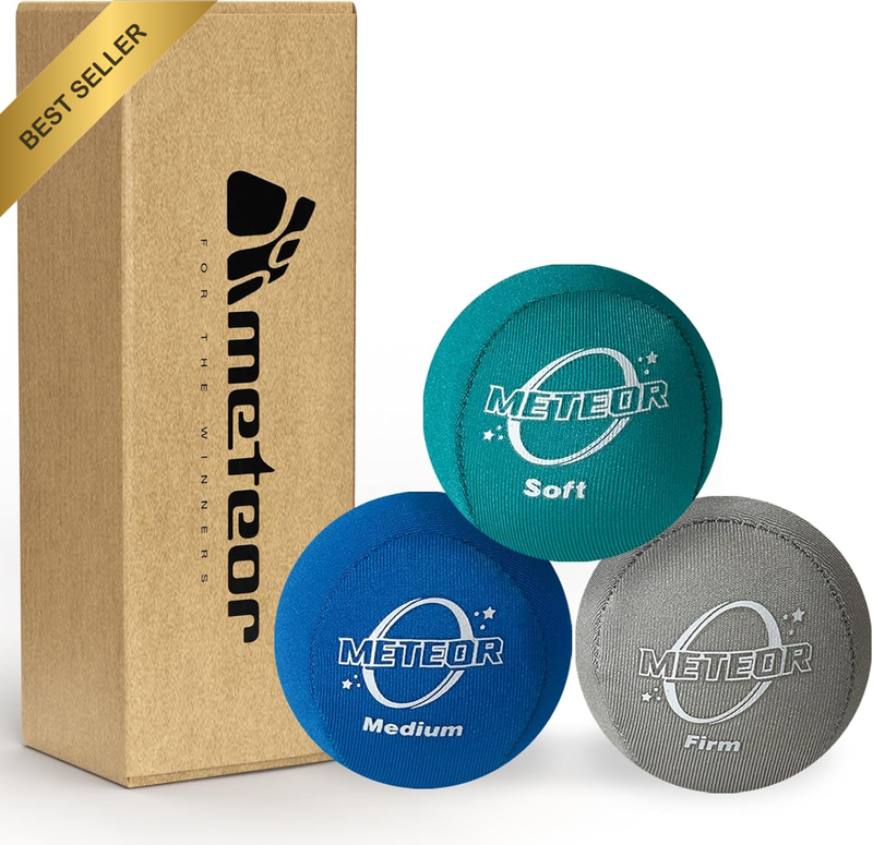 METEOR 3 Pc Stress Ball Set Soft Medium Hard Hand Therapy Grip