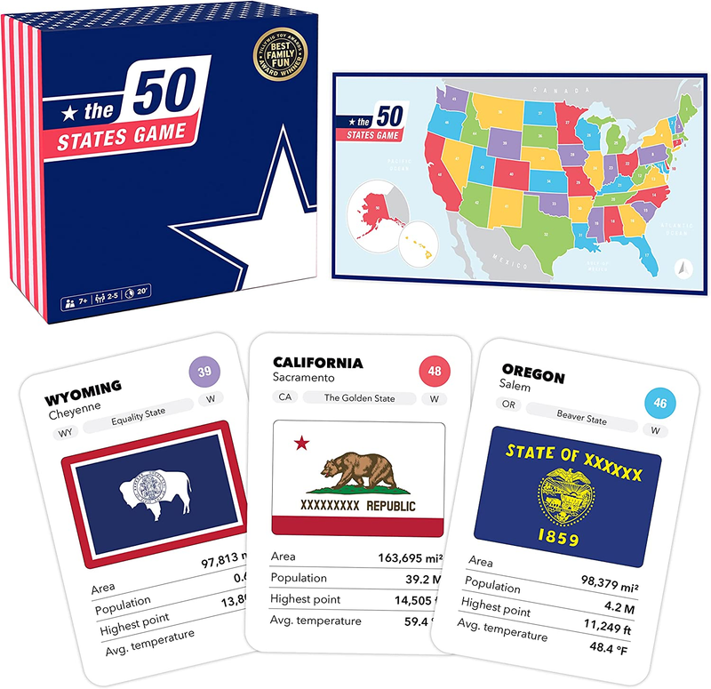 The 50 States Game - US Geography Board Game - Educational Game for Kids & Adult