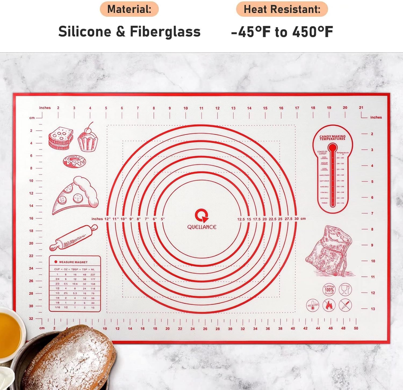 Silicone Pastry Mat Extra Large Non Slip with Measurement, Non Stick Kneading Ma