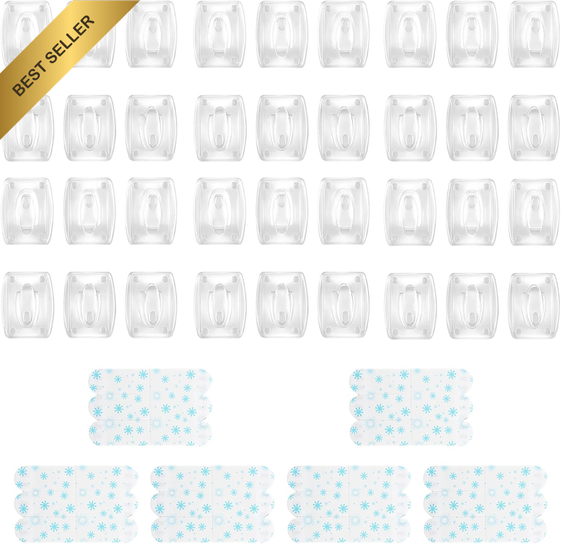 36 Pcs Large Indoor Light Clips - Damage-Free Adhesive Hooks for Christmas Light