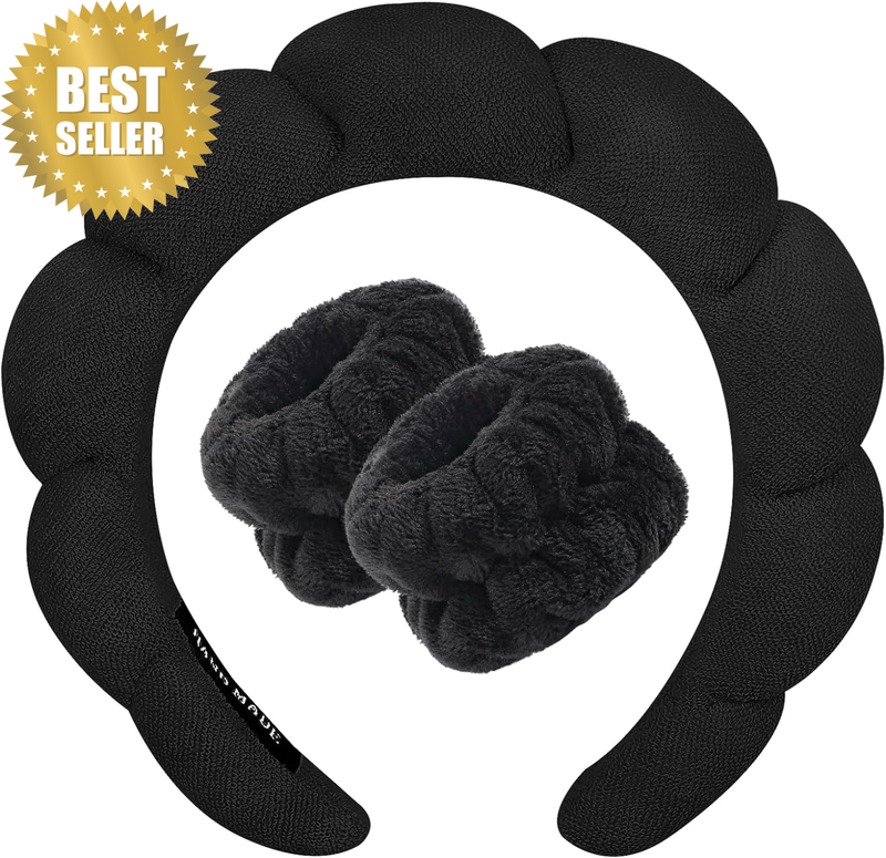 Spa Headband for Washing Face Wristband Sponge Makeup Skincare Headband Terry Cl