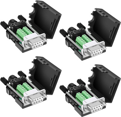 DB9 Solderless Connector 4Female, DB9 Breakout Connector RS232 D-SUB Serial to 9