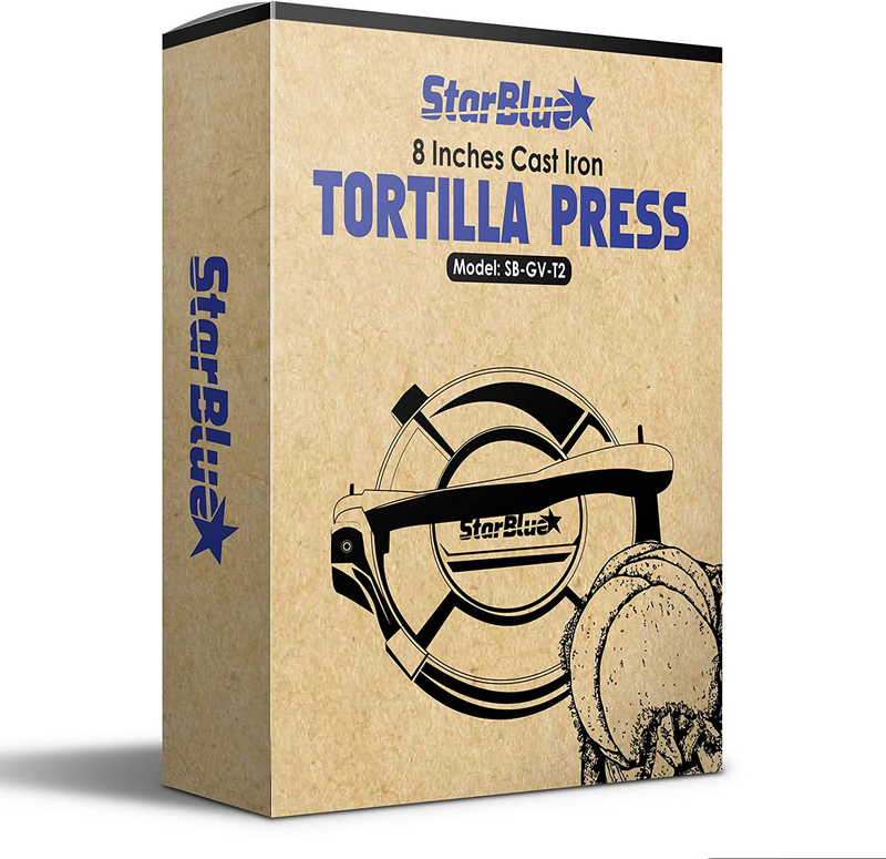 8 Inch Cast Iron Tortilla Press by  with FREE 100 Pieces Oil Paper and Recipes E