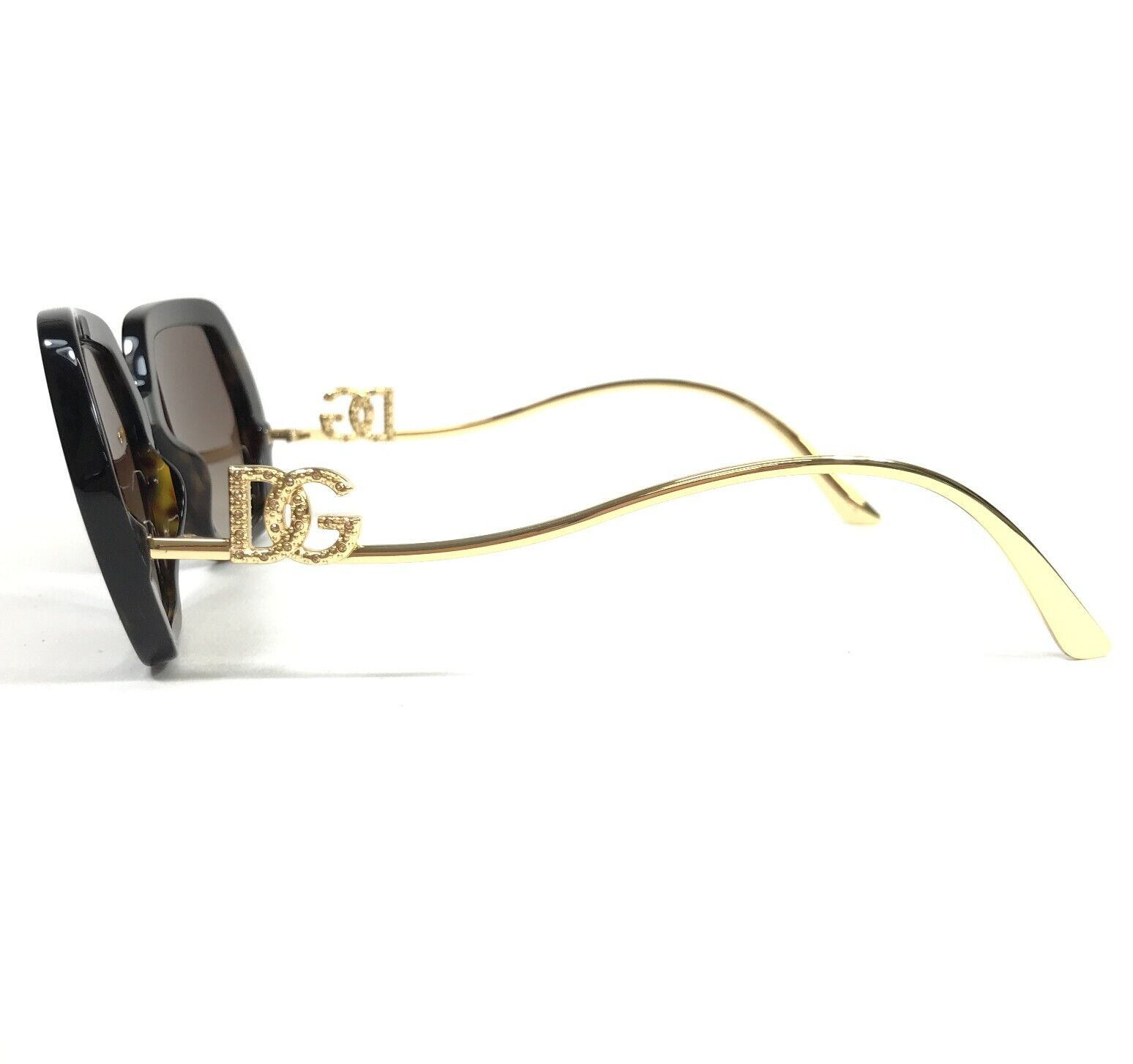 Pre-owned Dolce & Gabbana Sunglasses Dg4468-b 502/13 Gold Tortoise Octagon Crystal Frames In Brown