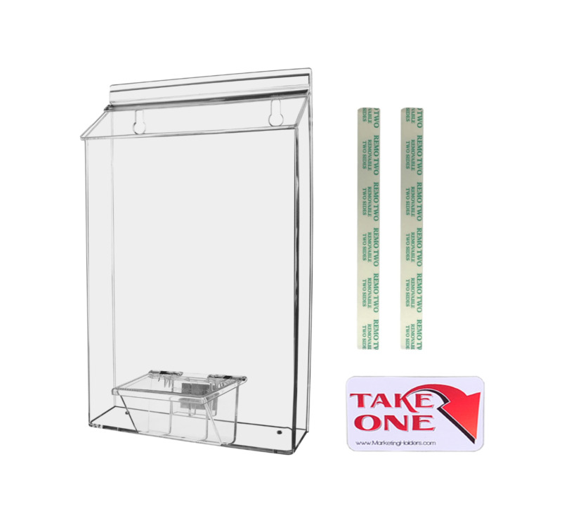 Outdoor Brochure Box With Business Card Bin Real Estate Sheet Holder Clear