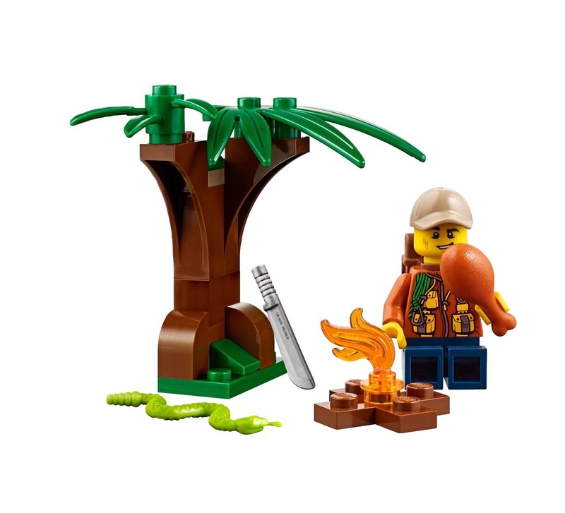 Lego City Minifigur Jungle Explorer Mit Baum Feuerschale