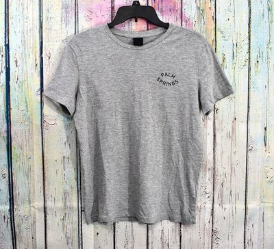 Men's H&M T-Shirt Short Sleeve SMALL Gray Crewneck Tee Palm Springs PRE-OWNED