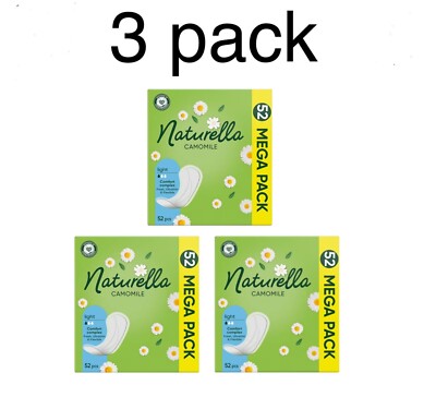 3x NATURELLA CAMOMILE Liners Sanitary pads, MEGA PACK 52 pcs.