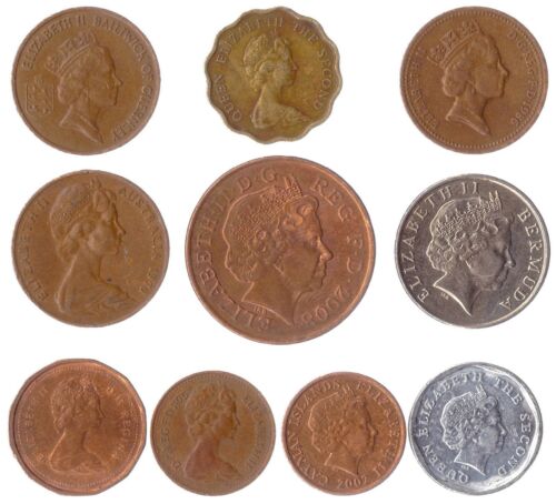 10 DIFFERENT COINS WITH QUEEN ELIZABETH II PICKED FROM MIXED COMMONWEALTH REALMS