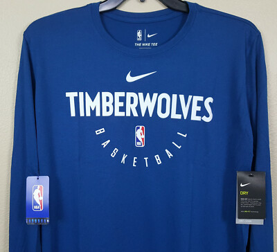 NIKE MINNESOTA TIMBERWOLVES NBA TEAM ISSUED LS SHIRT BLUE AR2472-476 (SIZE XL)