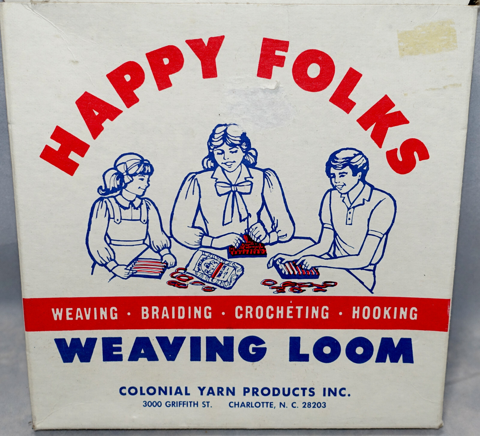 Vintage Colonial Yarn Happy Folks Weaving Loom Complete with Hook & Instructions