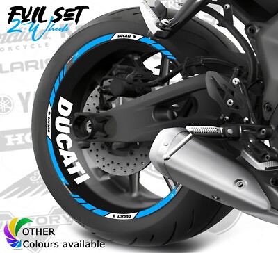 DUCATI Motorcycle Wheel Rim Stripe Stickers Full Set Compatible V2 V4 Diavel Str