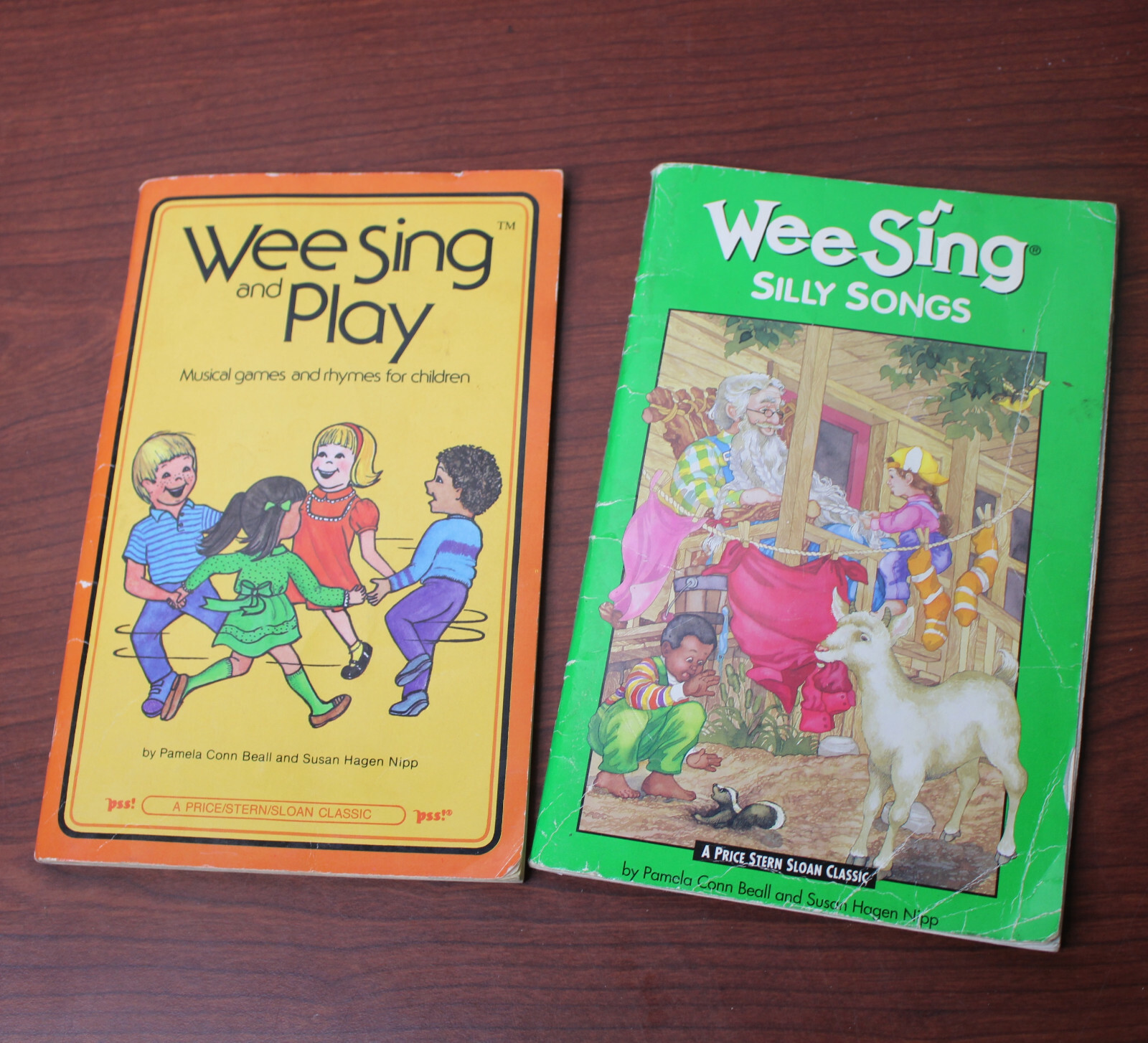 Wee Sing & Play Silly Songs 2 Books Musical Games Rhymes Vtg