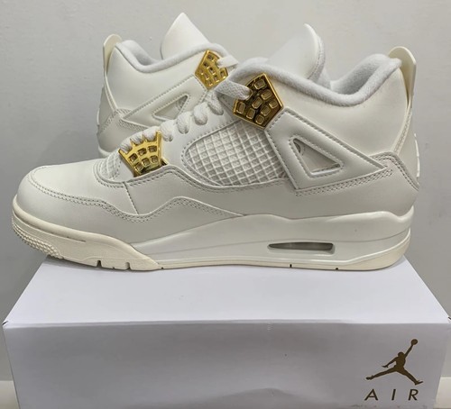 Pre-owned Jordan Air  4 Retro Metallic Gold 2024 Women Size 12w/10.5m Aq9129-170 In White