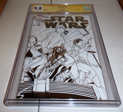 Star Wars #1 1st Day of Issue Release Quesada Sketch 1:500 Variant STAN LEE CGC