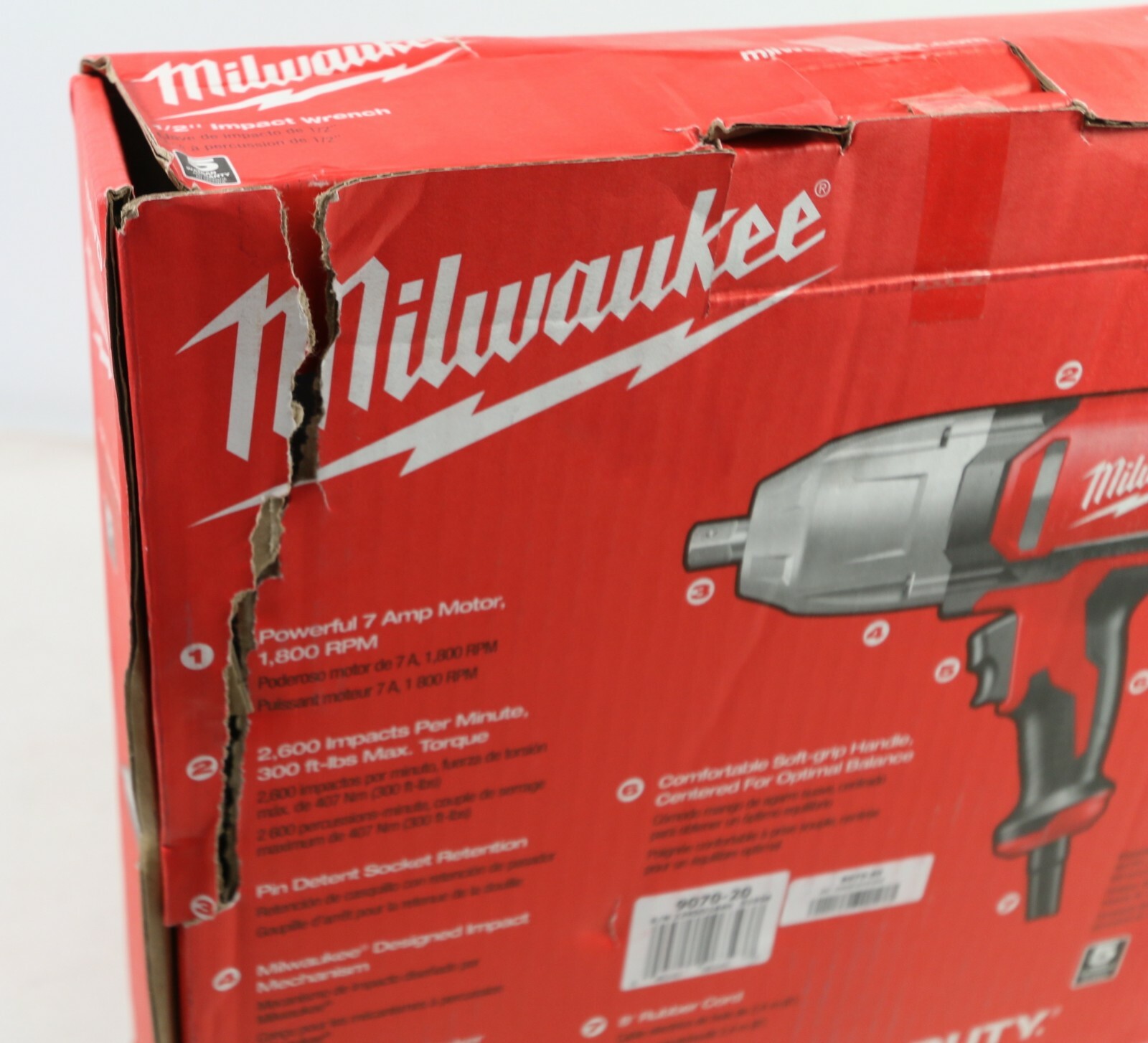 Milwaukee 9070-20 1/2-Inch Impact Wrench with Rocker Switch & Detent Pin Socket