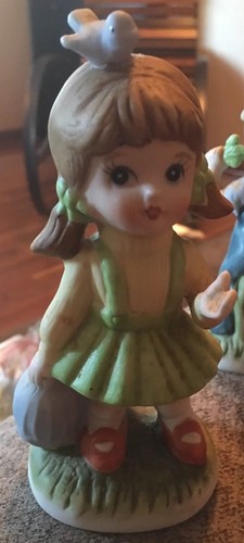 set of 2 HOMCO boy & girl farm porcelain figurines